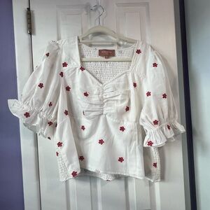 Jessakae women’s top size 3X NWOT white and red short sleeve blouse